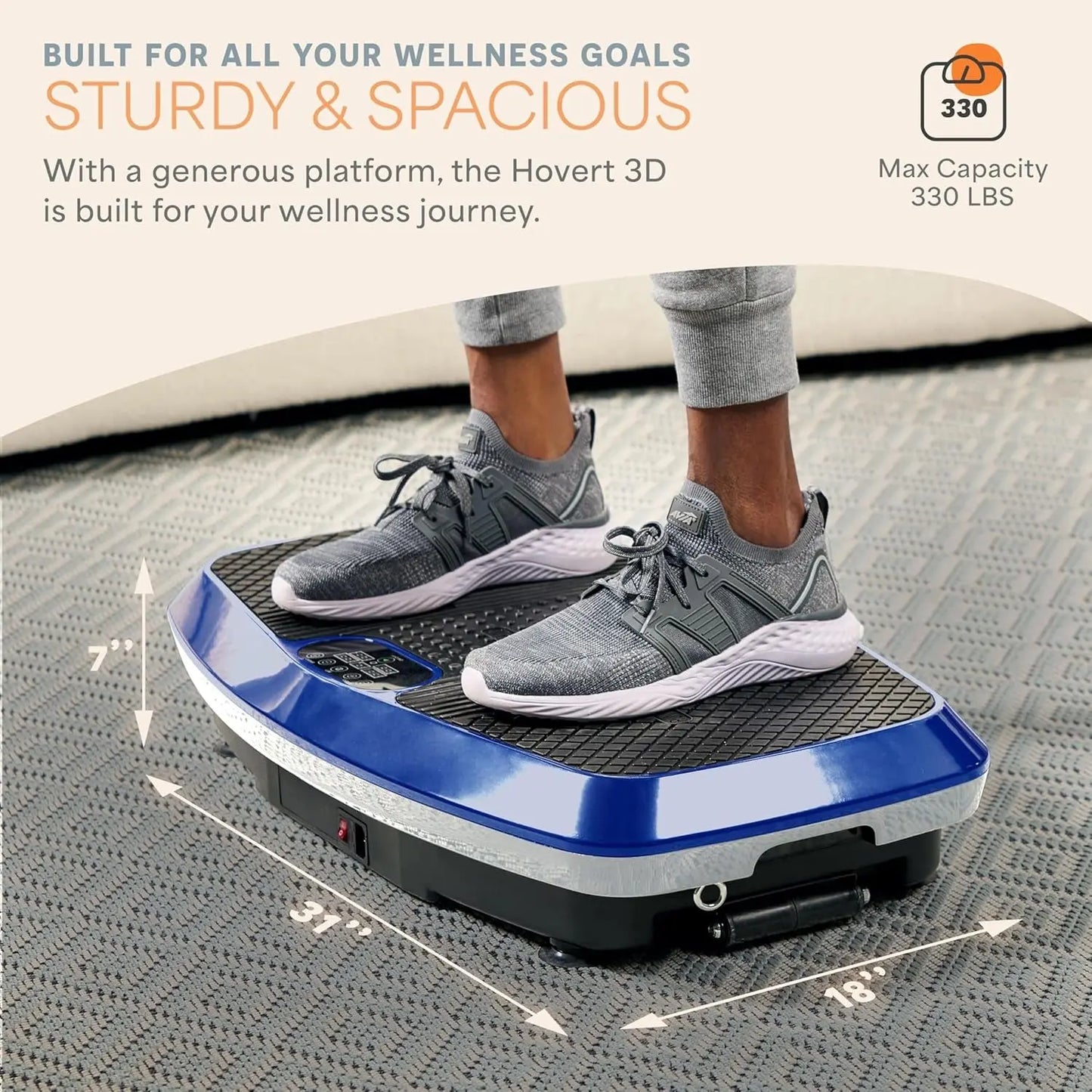 Hovert 3D Heavy Duty Vibration Plate Machine – Sturdy Dual Motor Platform with Lateral & 3D Motion – Full Body Workout for Strength, Balance, Recovery & Circulation