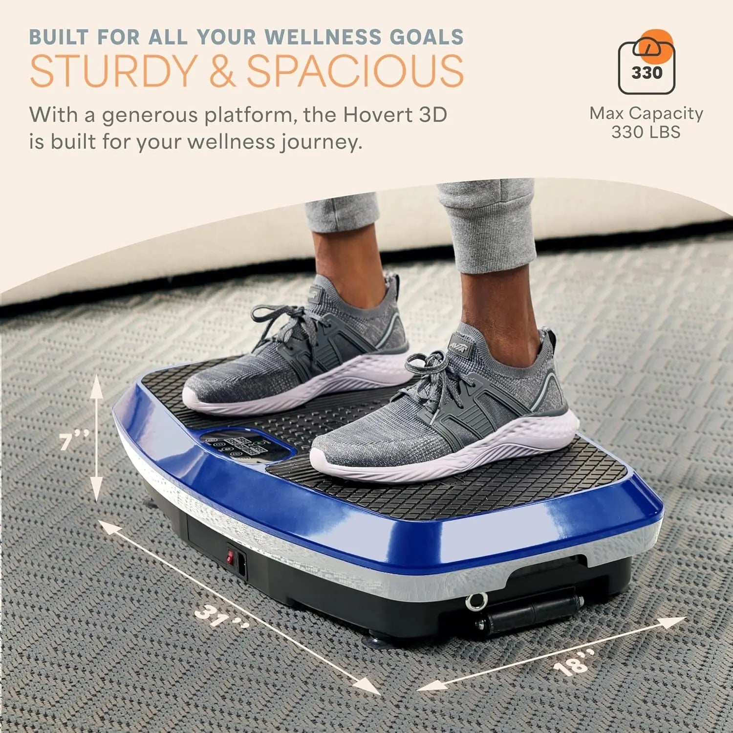 Hovert 3D Heavy Duty Vibration Plate Machine – Sturdy Dual Motor Platform with Lateral & 3D Motion – Full Body Workout for Strength, Balance, Recovery & Circulation