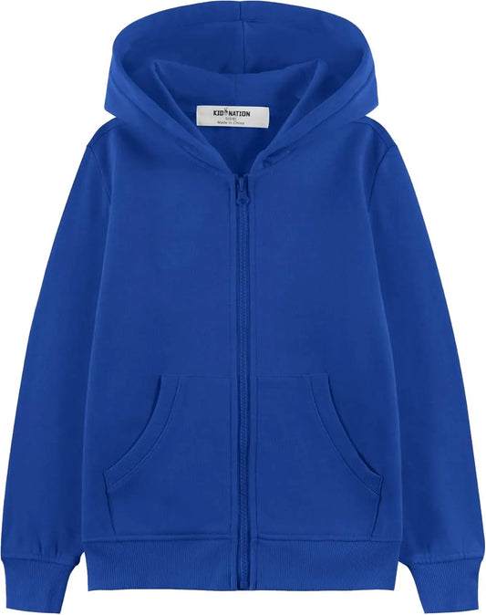 Kids Soft Brushed Fleece Zip-Up Hooded Sweatshirt Hoodie for Boys or Girls 4-12 Years