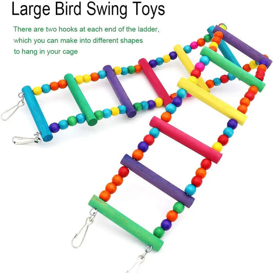 Large Bird Swing Toys, 3 PCS Parrot Toys with Bells for Small Macaws, Cockatoos, Alexandrine Parakeet, African Grey Parrot and Medium Amazon Parrots