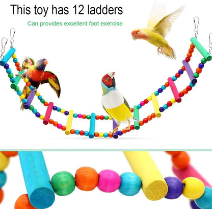 Large Bird Swing Toys, 3 PCS Parrot Toys with Bells for Small Macaws, Cockatoos, Alexandrine Parakeet, African Grey Parrot and Medium Amazon Parrots