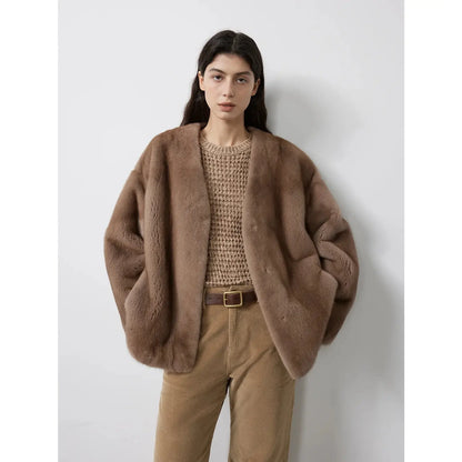 Louvre Mink V-Neck Jacket