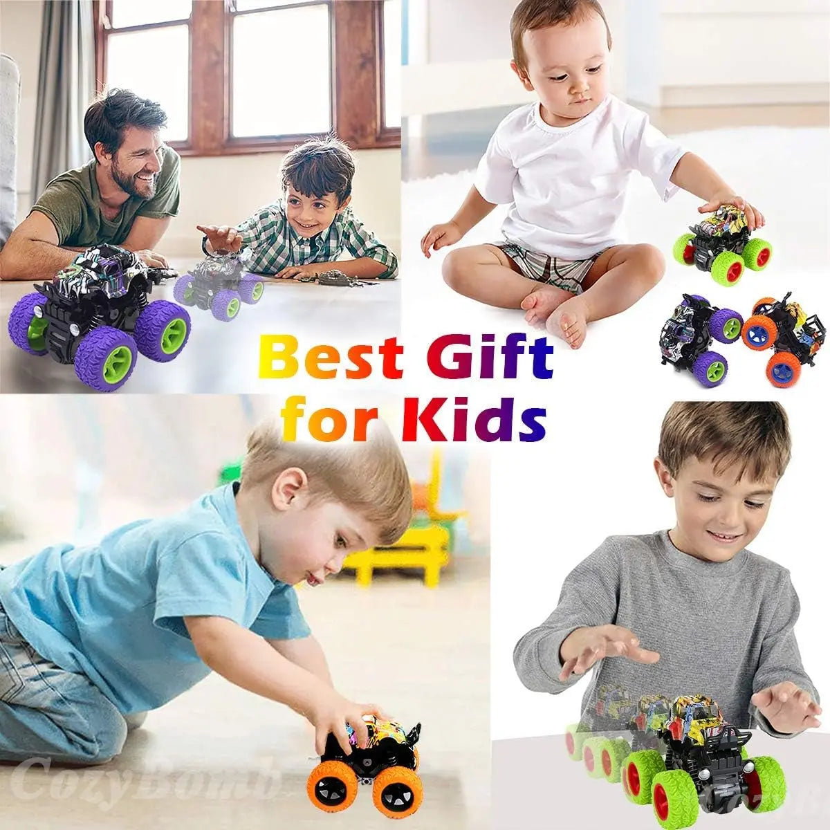 ™ Monster Trucks Toys - 3 Pack Friction Powered Mini Push and Go Car Truck Playset Inertia Vehicle for Kids Best Christmas Birthday Party Gift for Boys Girls Aged 3 and Above