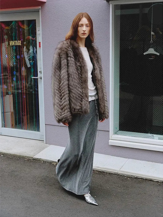 "Polar Night Star" Imported Sagafurs Fox Fur Coat Whole Fox Fur Coat