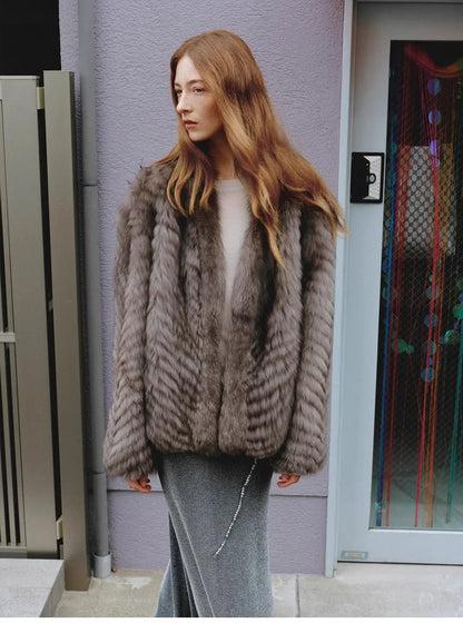 "Polar Night Star" Imported Sagafurs Fox Fur Coat Whole Fox Fur Coat