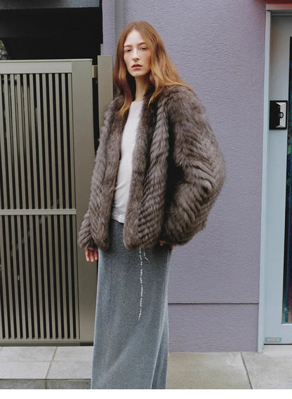 "Polar Night Star" Imported Sagafurs Fox Fur Coat Whole Fox Fur Coat