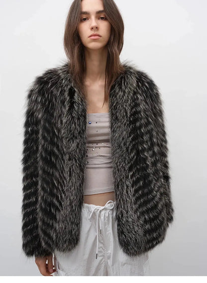 "Polar Night Star" Imported Sagafurs Fox Fur Coat Whole Fox Fur Coat
