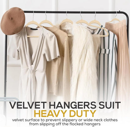 Premium Quality Velvet Hanger Set of 50 - Ultra -Thin No Slip Velvet Suit Hangers - Swivel Hooks, STRONGER than Standard Velvet Hangers - Space Saving Clothes Hangers - Ivory