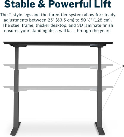 - Standing Desk Adjustable Height (60" X30')- Electric Sit-Stand Computer Desk for Work or Home Office- Dual Motor with Memory Presets- Adjustable Desk from desk- Black