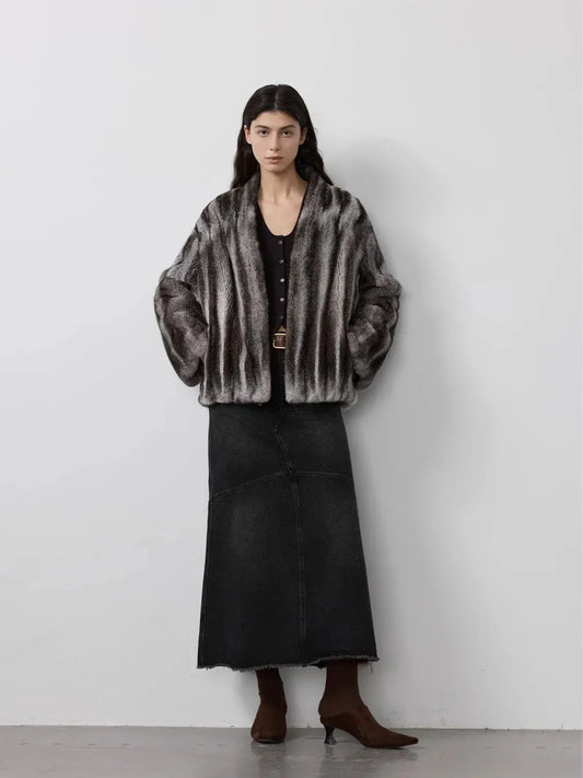 Star Rain Mink Collector'S Edition V-Neck Full Draw Mink Coat