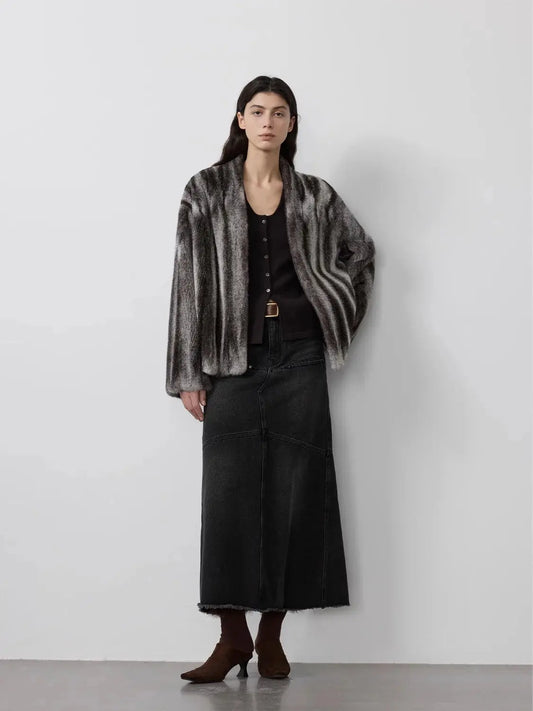Star Rain Mink Collector'S Edition V-Neck Full Draw Mink Coat