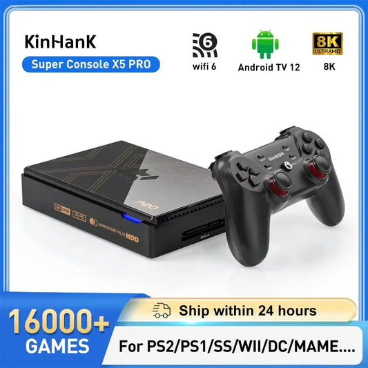 Super Console X5 PRO Retro Video Game Consoles Plug and Play 4T with 16000 Games for PS2/WII/SS/DC/N64 Android 12 TV Box