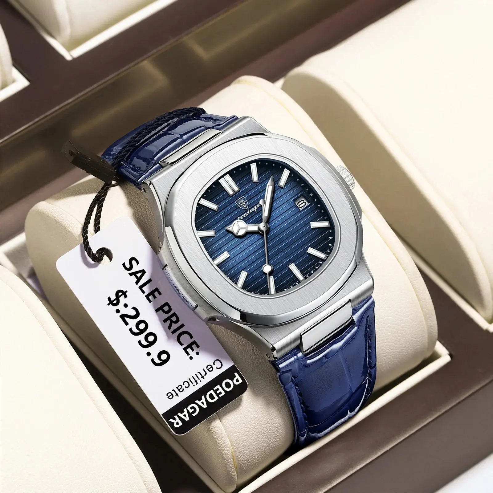 Top Luxury Man Watch Date Waterproof Luminous Leather Watches for Men High Quality Square Men'S Quartz Wristwatch Reloj