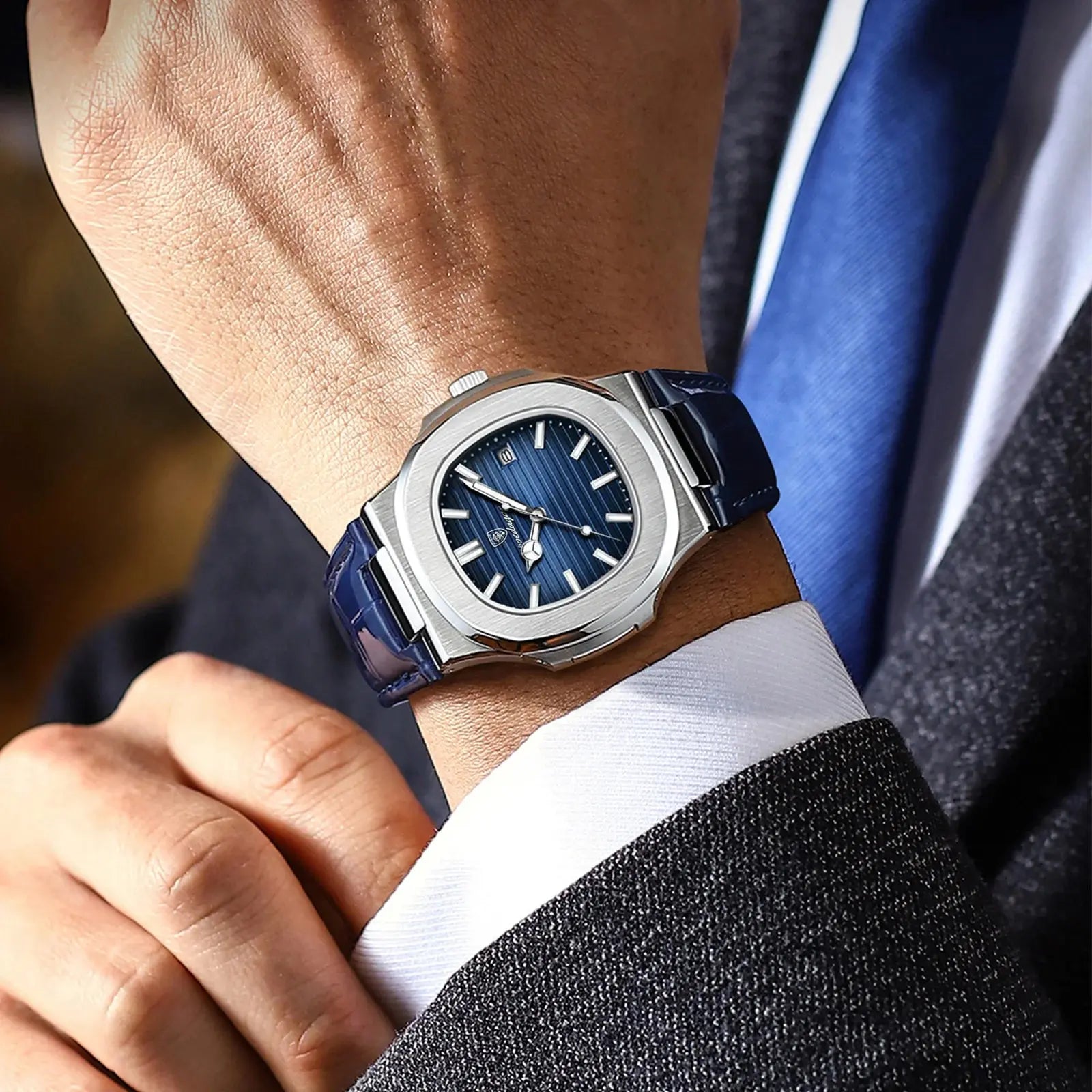Top Luxury Man Watch Date Waterproof Luminous Leather Watches for Men High Quality Square Men'S Quartz Wristwatch Reloj