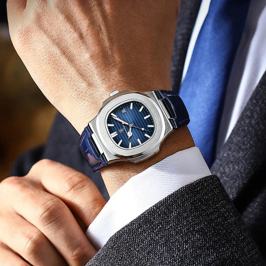 Top Luxury Man Watch Date Waterproof Luminous Leather Watches for Men High Quality Square Men'S Quartz Wristwatch Reloj
