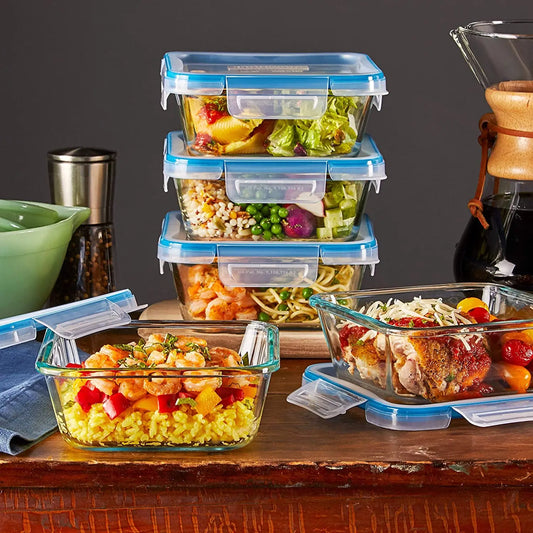 Total Solution Glass Food Storage Containers Set with Plastic Lids, 10 PC