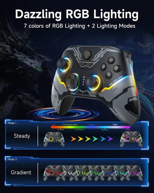 Wireless Bluetooth Controller with Hall Joysticks/Hall Triggers/Rgb Lighting No