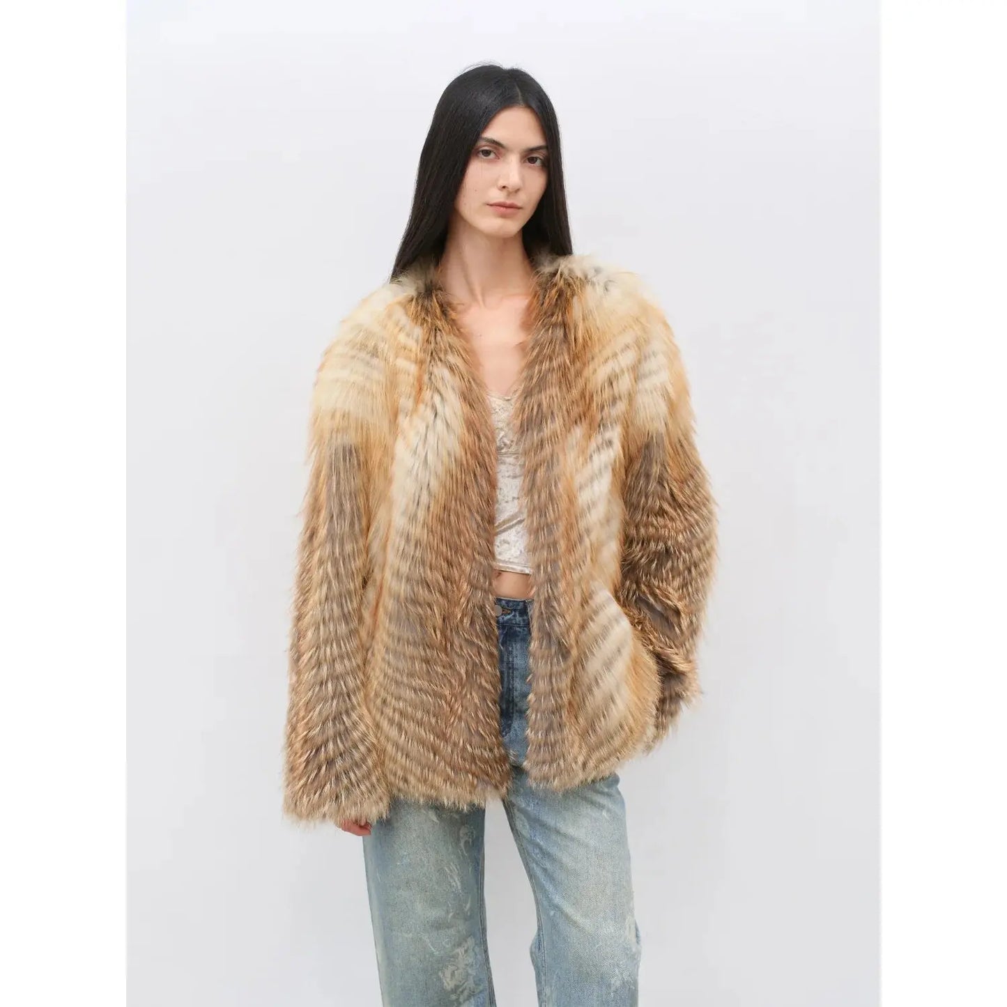 Yukino Dream Imported Colorful Fox Fur Coat from Finland