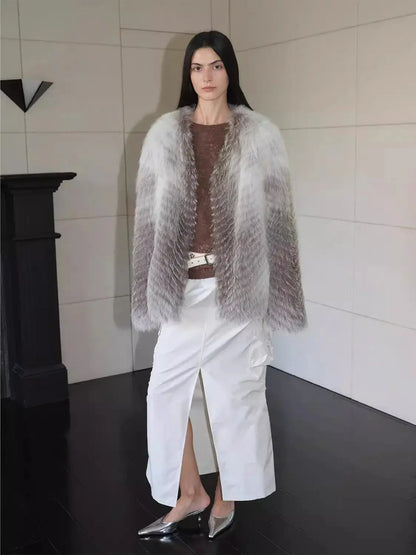 Yukino Dream Imported Colorful Fox Fur Coat from Finland