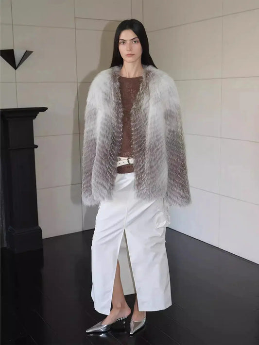 Yukino Dream Imported Colorful Fox Fur Coat from Finland