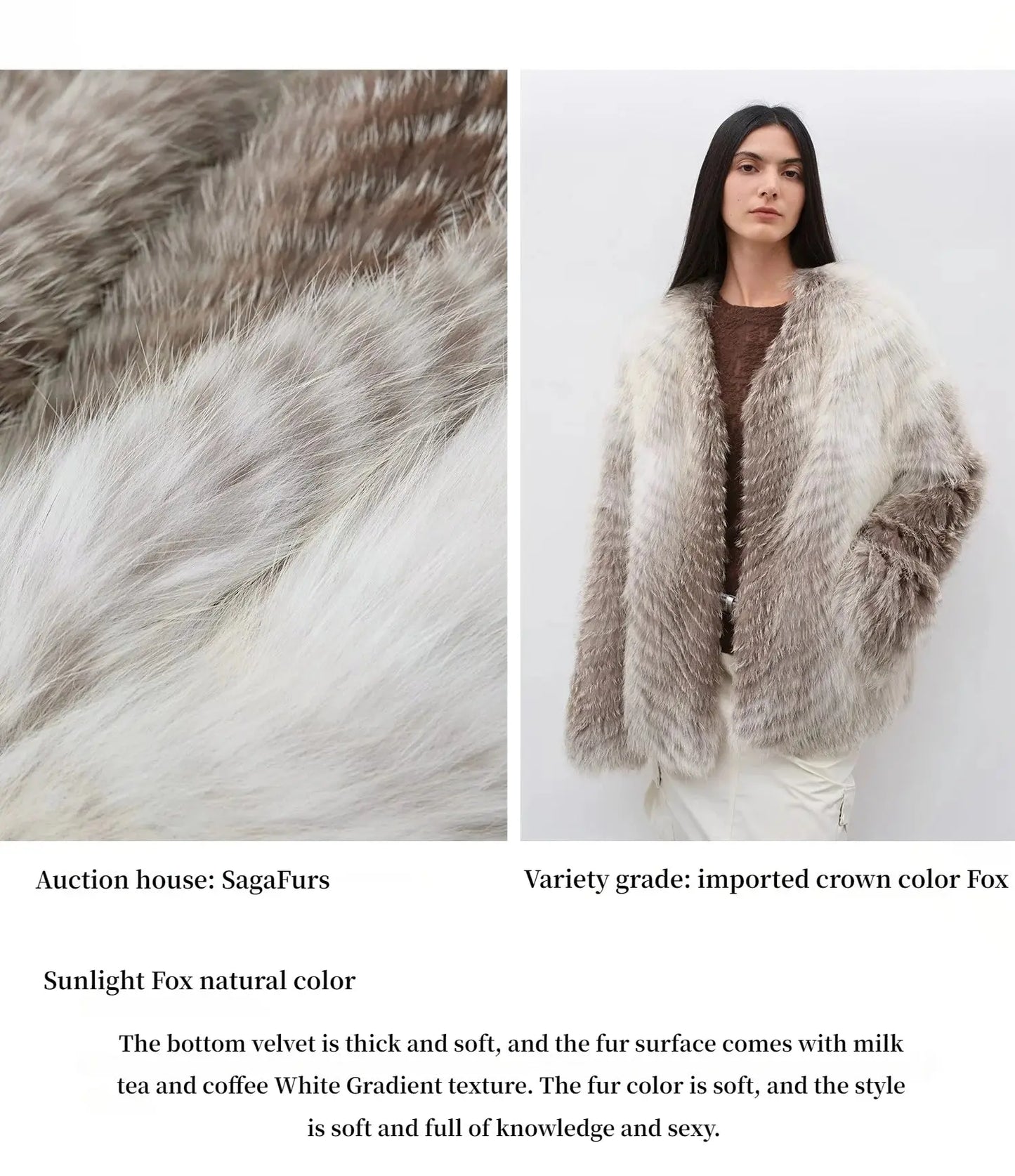 Yukino Dream Imported Colorful Fox Fur Coat from Finland