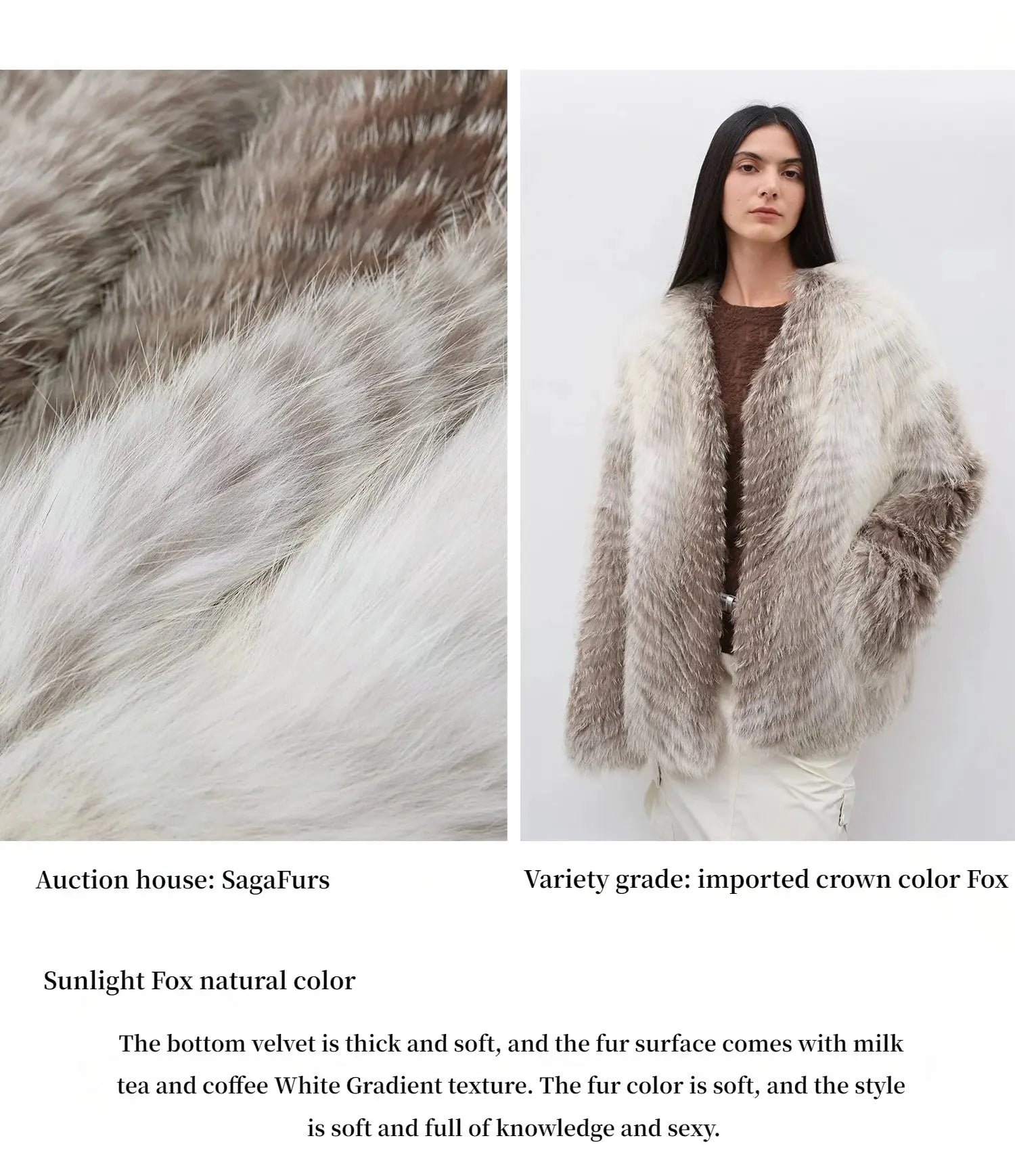 Yukino Dream Imported Colorful Fox Fur Coat from Finland