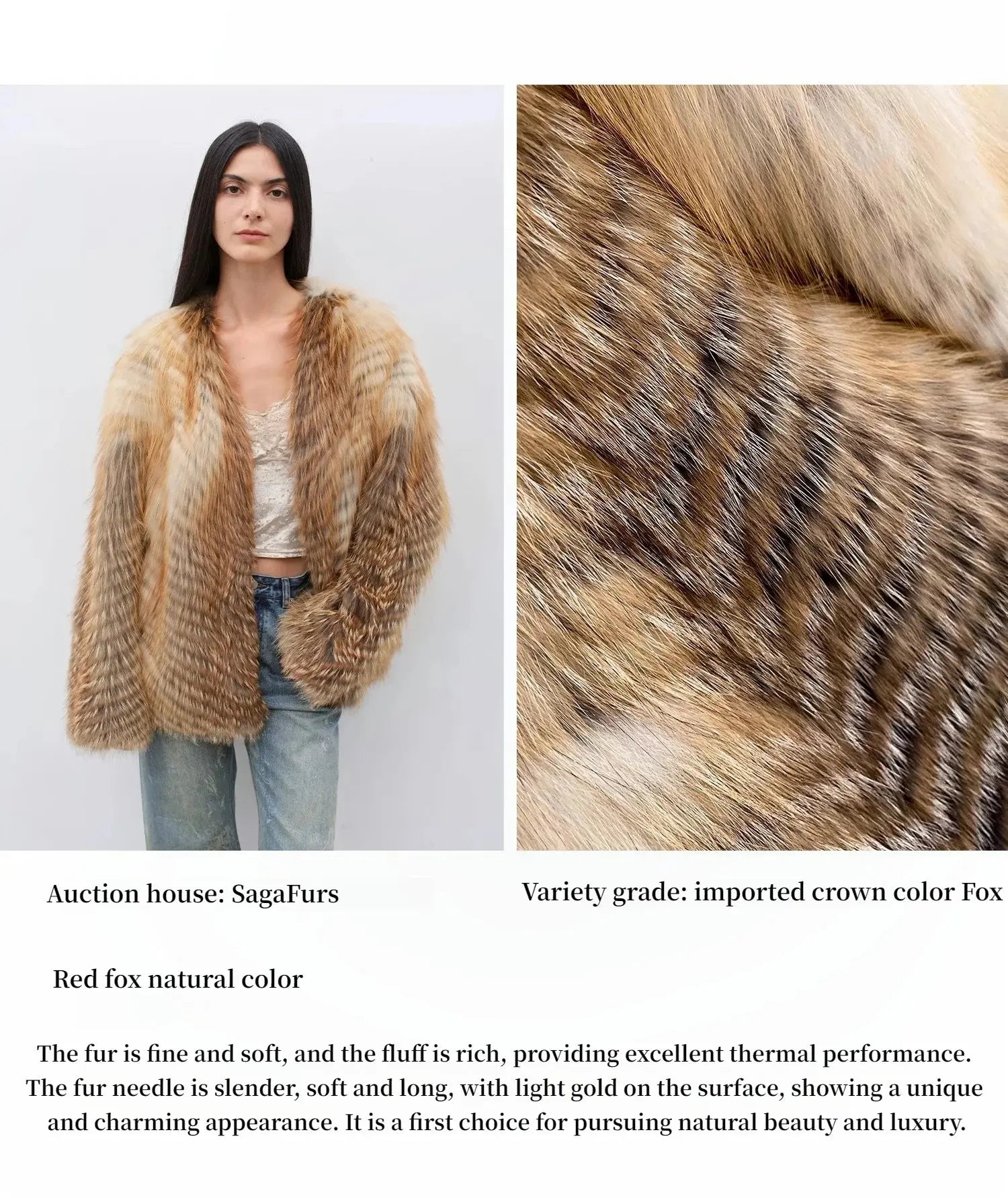 Yukino Dream Imported Colorful Fox Fur Coat from Finland