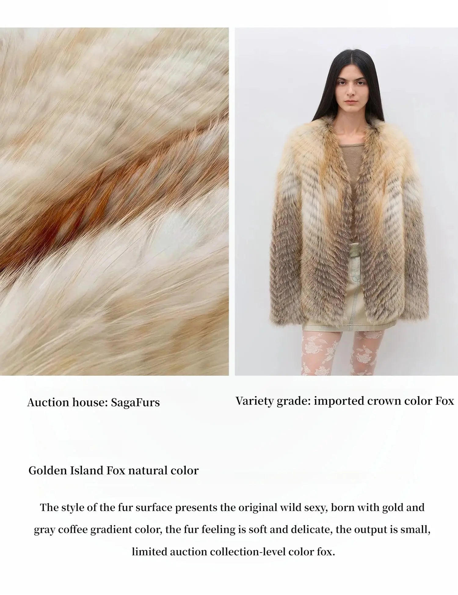 Yukino Dream Imported Colorful Fox Fur Coat from Finland